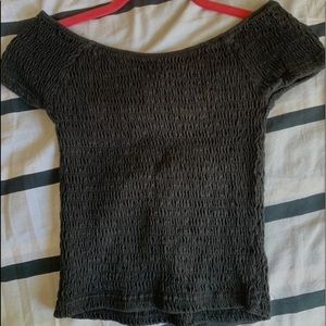 Off the shoulder black/gray shirt